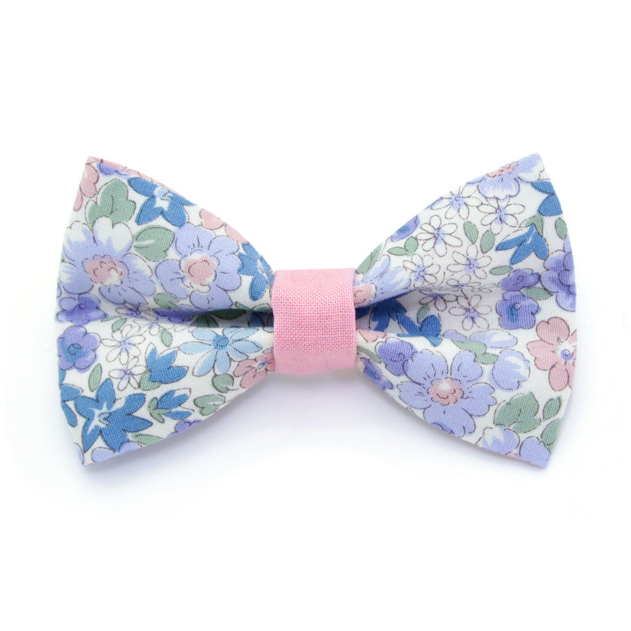 Floral Cat Bow Tie - "Willow" - Light Pink, Purple & Blue Cat Collar Bow Tie / Cat, Kitten, Small Dog Bowtie / Removable (One Size)