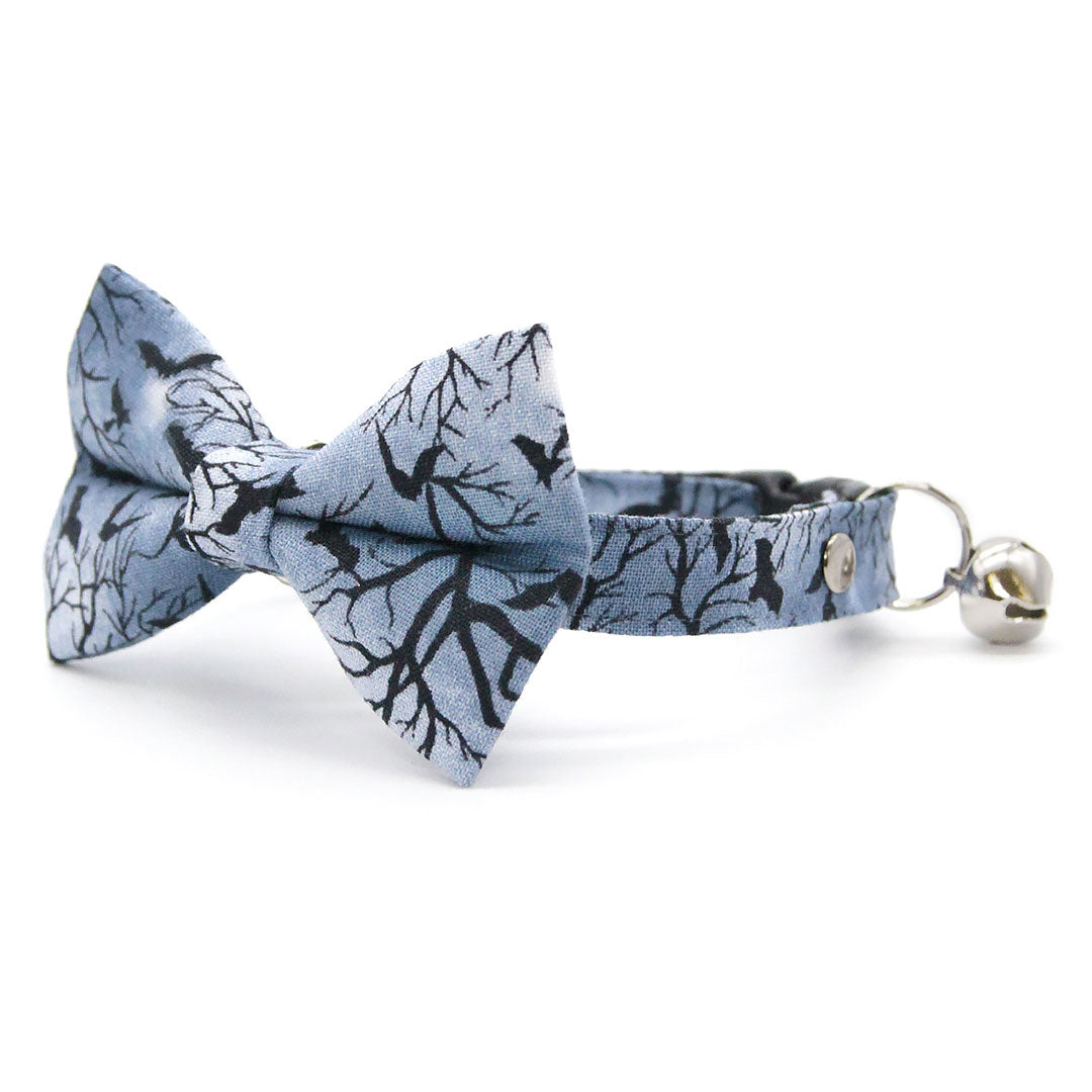 Halloween Cat Collar - "Witching Hour" - Nighttime Bats on Gray Cat Collar / Breakaway Buckle or Non-Breakaway / Cat, Kitten + Small Dog Sizes