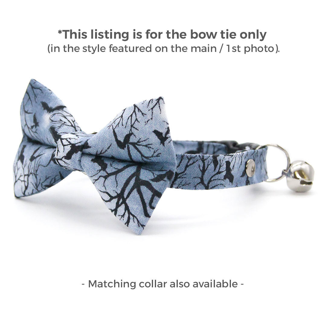 Halloween Pet Bow Tie - "Witching Hour" - Midnight Gray Bats Bow Tie for Cat / For Cats + Small Dogs (One Size)