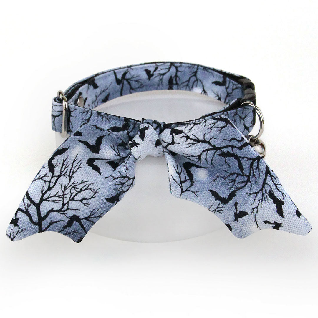 Halloween Cat Collar - "Witching Hour" - Nighttime Bats on Gray Cat Collar / Breakaway Buckle or Non-Breakaway / Cat, Kitten + Small Dog Sizes
