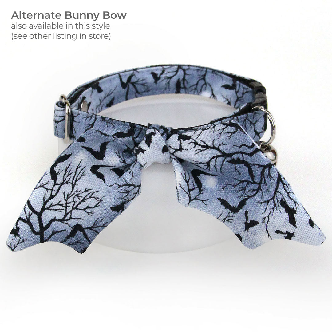 Halloween Pet Bow Tie - "Witching Hour" - Midnight Gray Bats Bow Tie for Cat / For Cats + Small Dogs (One Size)