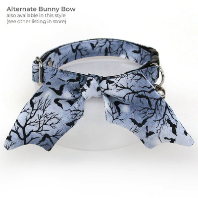 Halloween Pet Bow Tie - "Witching Hour" - Midnight Gray Bats Bow Tie for Cat / For Cats + Small Dogs (One Size)