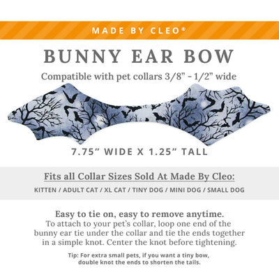 Cat Collar & Bunny Ear Bow Set - "Witching Hour" - Bat Wing Spooky Night Bat Cat Collar w/ Matching Bunny Bow Tie / Halloween / Tie-On Scarf / Cat, Kitten + Small Dog Sizes