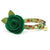 Cat Collar + Flower Set - "Woodland - Moss" - Pine Cones, Leaves & Acorns Forest Green Cat Collar w/ Clover Green Felt Flower (Detachable)