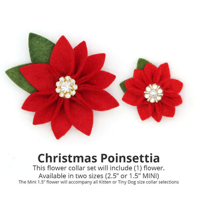 Holiday Cat Collar + Flower Set - "Victorian Christmas - Burgundy" - Elegant Cat Collar + Specialty Christmas Red Poinsettia Felt Flower (Detachable)