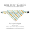 Pet Bandana - "Seashore" - Blue & Mint Plaid Bandana for Cat + Small Dog / Spring, Summer, Coastal, Ocean / Slide-on Bandana / Over-the-Collar (One Size)