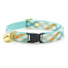 Cat Collar - "Seashore" - Ocean Blue Plaid Cat Collar / Breakaway Buckle or Non-Breakaway / Cat, Kitten + Small Dog Sizes