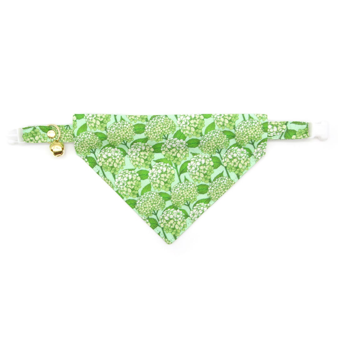 Cat Collar - "Hydrangea Hill" - Botanical Green Cat Collar / Breakaway Buckle or Non-Breakaway / Cat, Kitten + Small Dog Sizes
