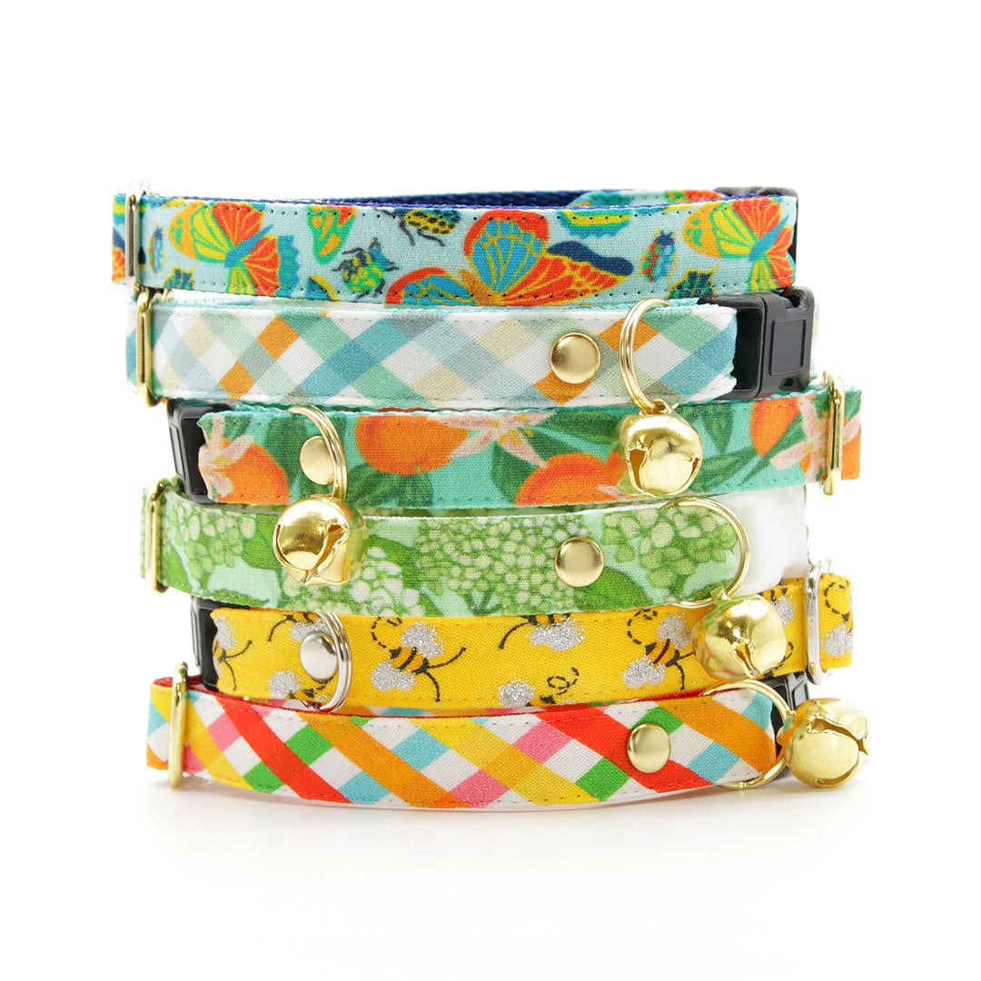 Bow Tie Cat Collar Set - "Hydrangea Hill" - Botanical Green Cat Collar w/ Matching Bowtie / Spring + Summer Floral / Cat, Kitten, Small Dog Sizes