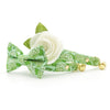 Cat Collar + Flower Set - "Hydrangea Hill" - Green Floral Cat Collar w/ Ivory Felt Flower (Detachable)