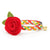 Cat Collar + Flower Set - "Maypole" - Rainbow Plaid Cat Collar w/ Scarlet Red Felt Flower (Detachable)