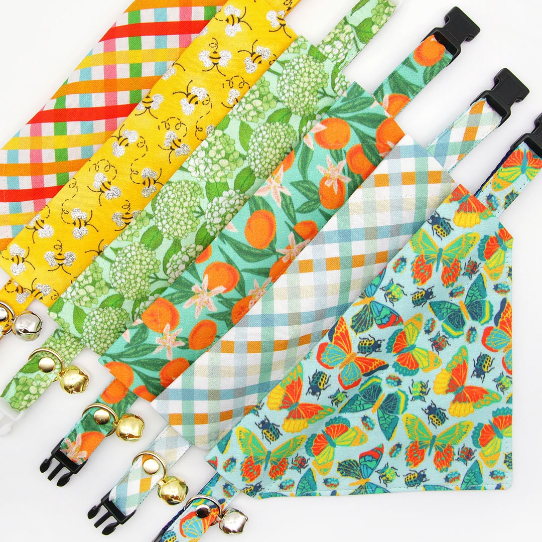 Pet Bandana - "Show Me The Honey" - Yellow Bee Bandana for Cat + Small Dog / Spring + Summer / Slide-on Bandana / Over-the-Collar (One Size)