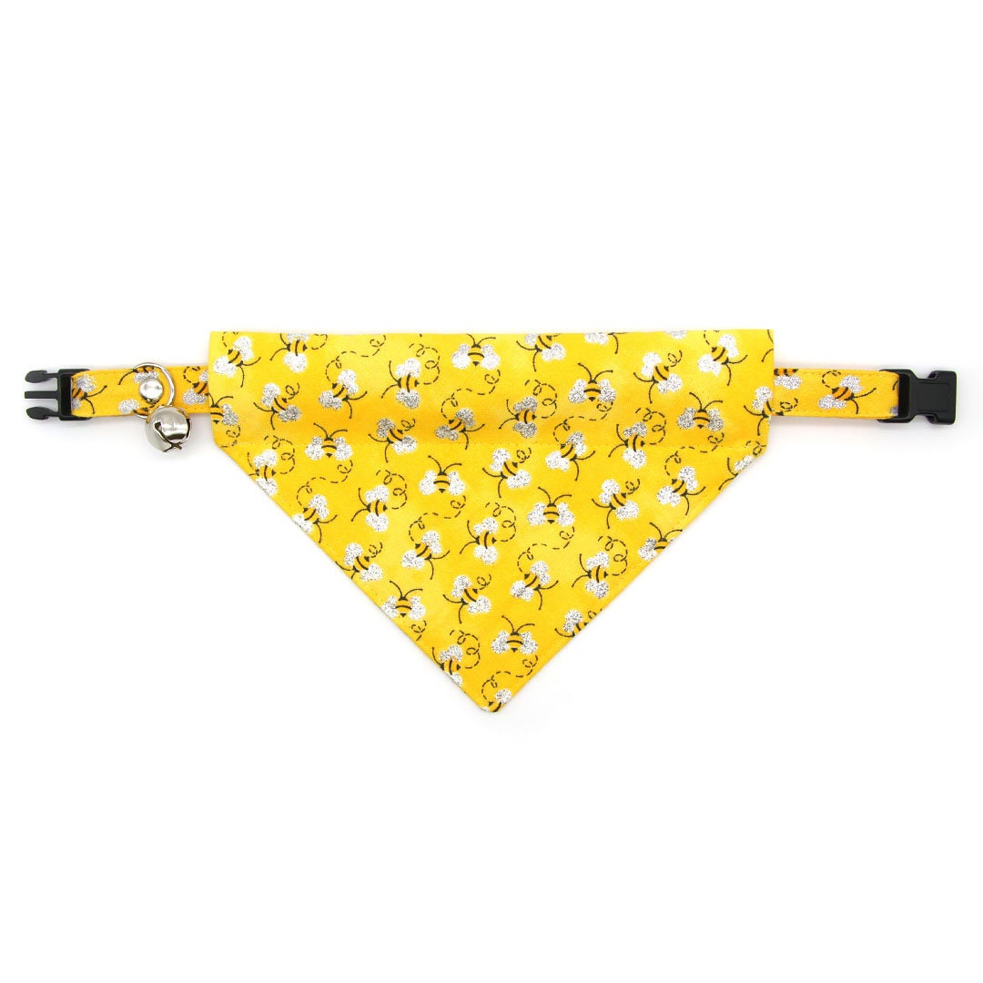 Cat Collar - "Show Me The Honey" - Yellow Bee Cat Collar / Breakaway Buckle or Non-Breakaway / Cat, Kitten + Small Dog Sizes