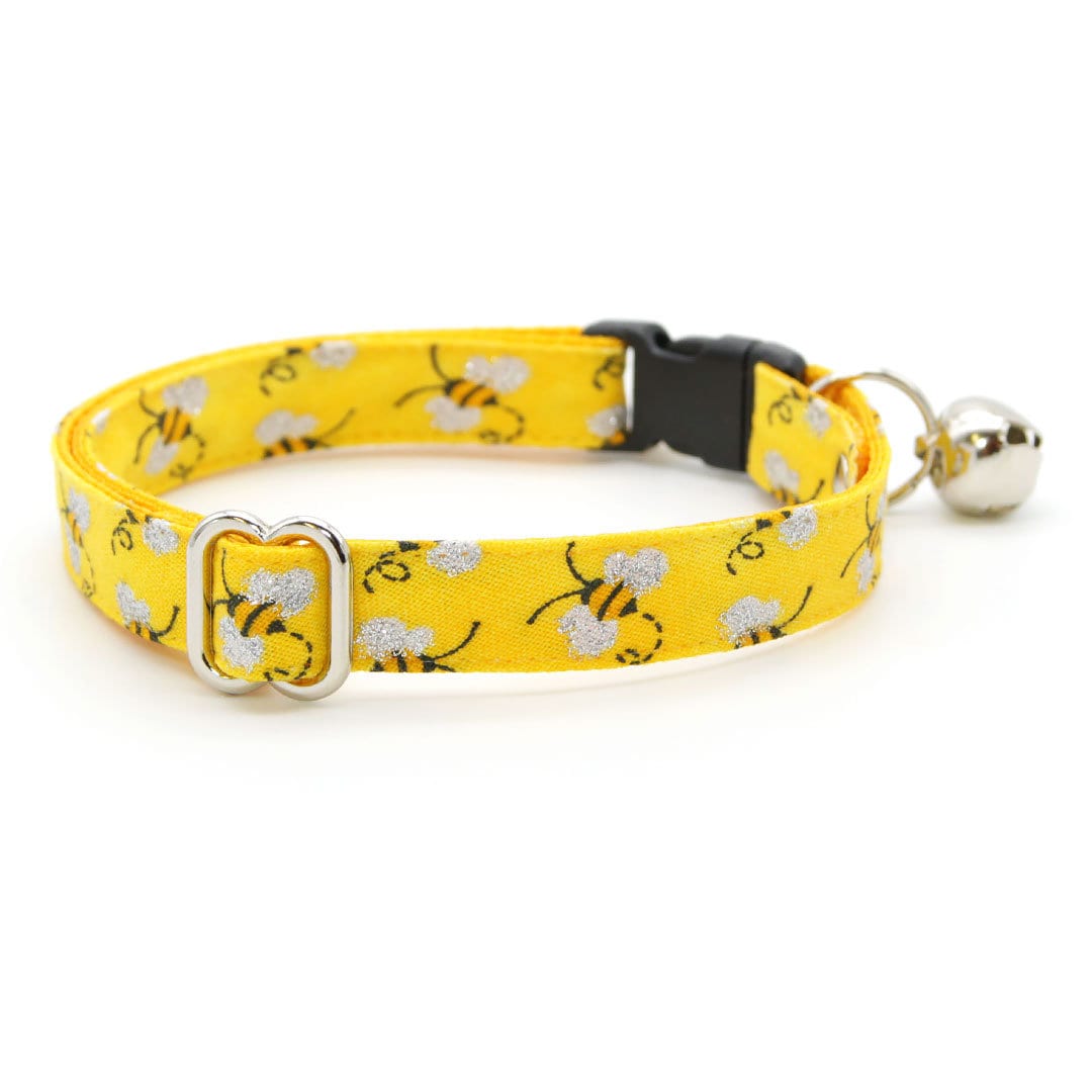 Bow Tie Cat Collar Set - "Show Me The Honey" - Yellow Bee Cat Collar w/ Matching Bowtie / Spring + Summer / Cat, Kitten, Small Dog Sizes