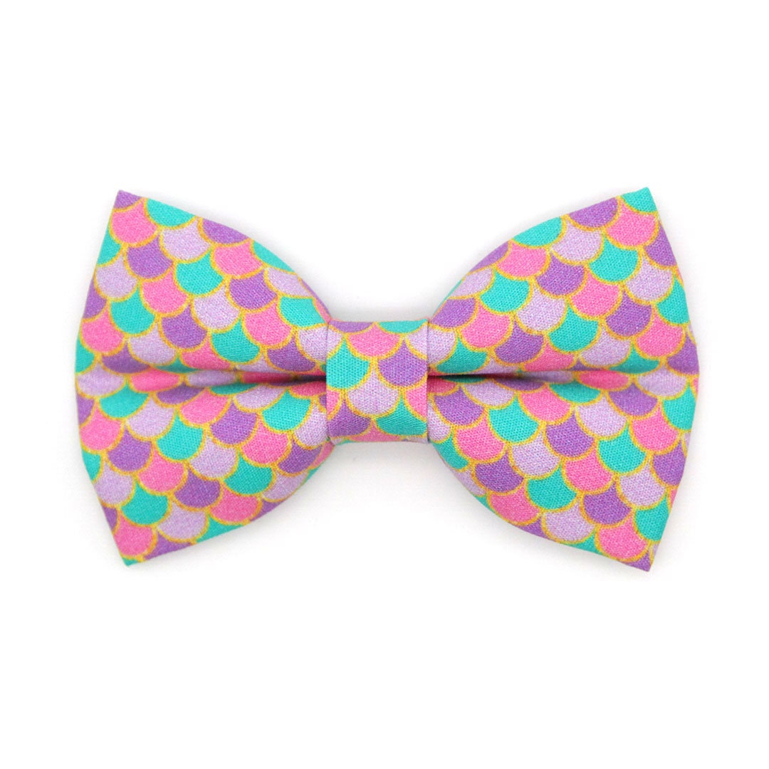 Mermaid Bowtie Cat Collar Set - "Mermaid Song" - Purple Fish Scales Cat Collar with Bow Tie / Ocean, Summer / Cat, Kitten, Small Dog Sizes