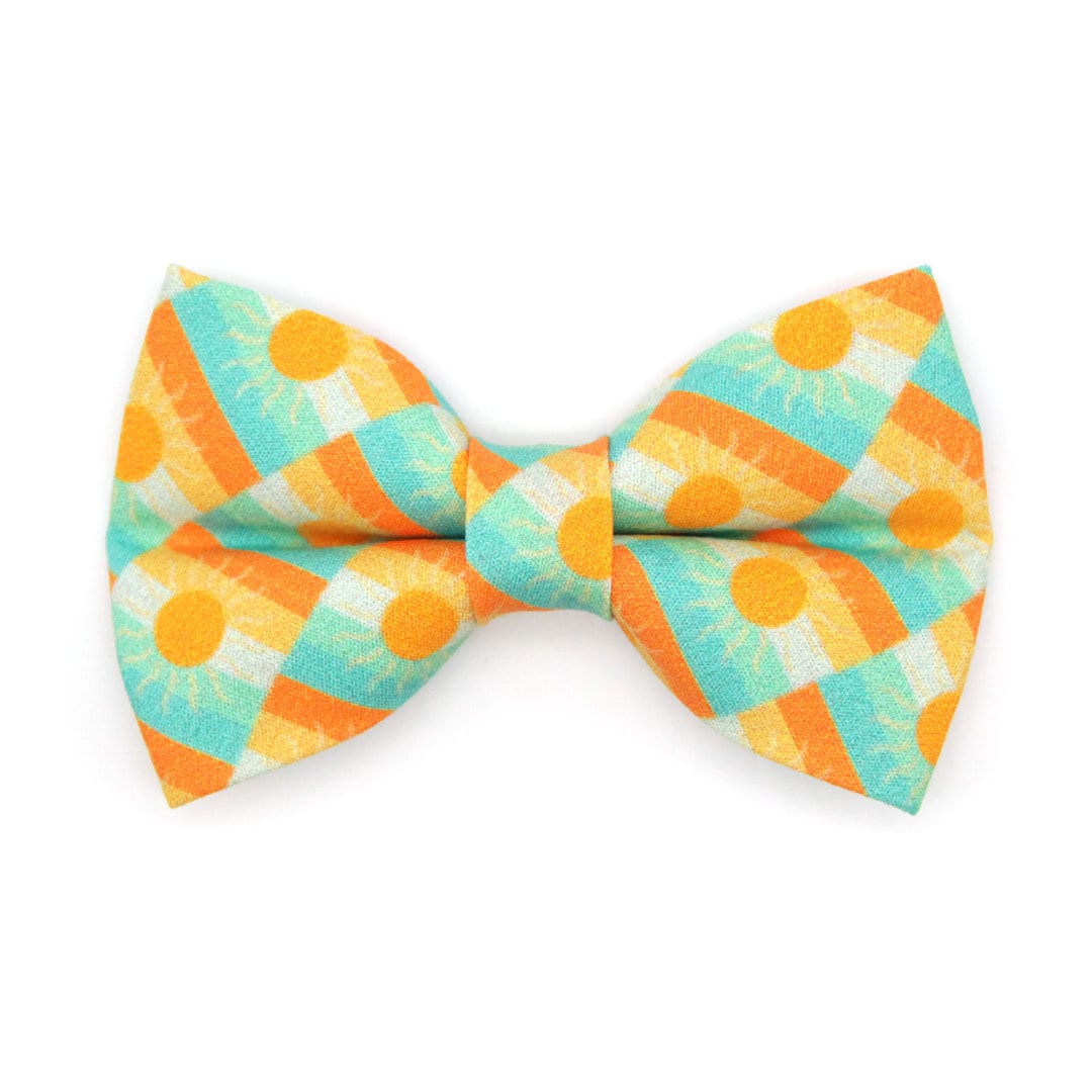 Sun Cat Bow Tie - "Sunrise" - Boho Retro Sunset Yellow Bow Tie for Cat / Desert, California, Sun Lover, Summer / Cat + Small Dog Bowtie