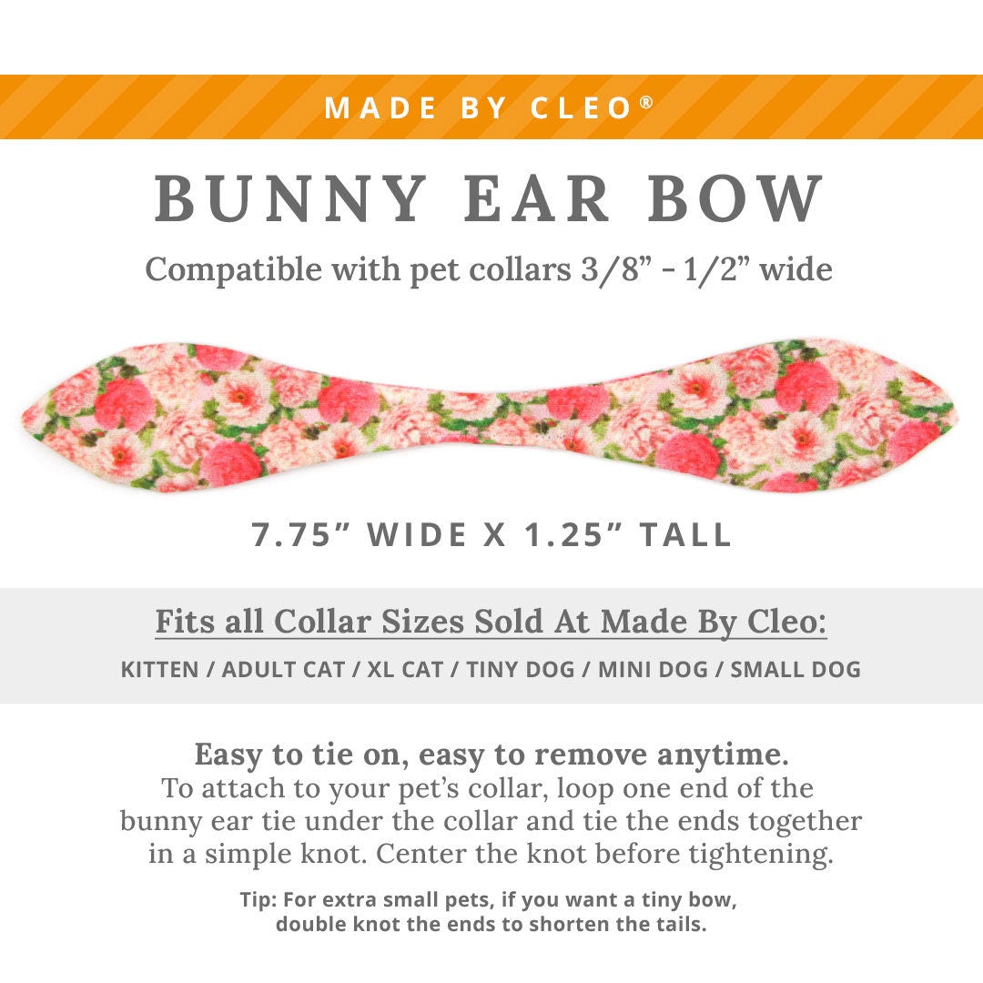 Cat Collar & Bunny Ear Bow Set - "Pretty in Peony - Pink" - Peonies Floral Cat Collar with Matching Bunny Bow Tie / Cat, Kitten + Small Dog Sizes