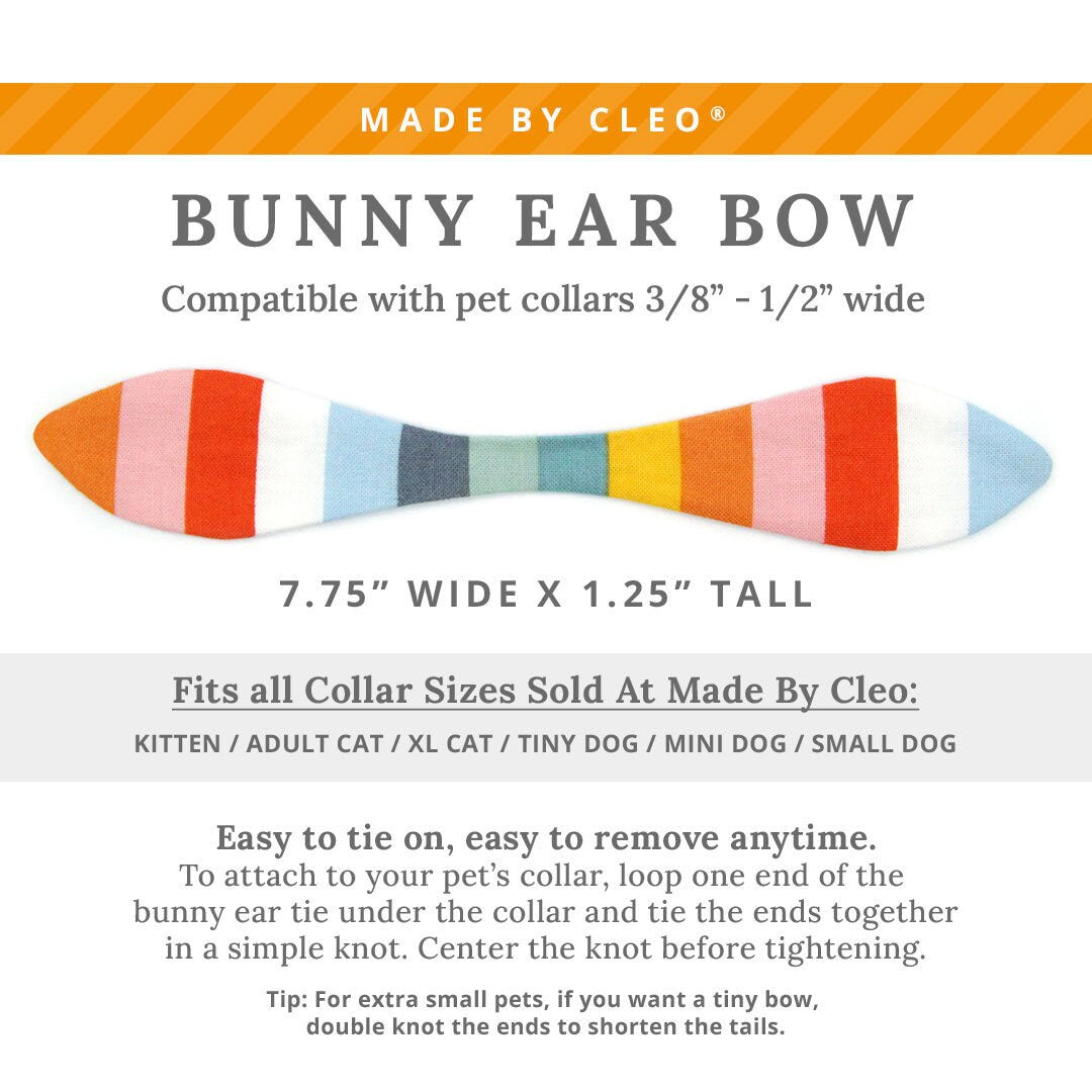 Cat Collar & Bunny Ear Bow Set - "Carousel" - Preppy Rainbow Striped Cat Collar with Matching Bunny Bow Tie / Summer, Sailing / Cat, Kitten + Small Dog Sizes