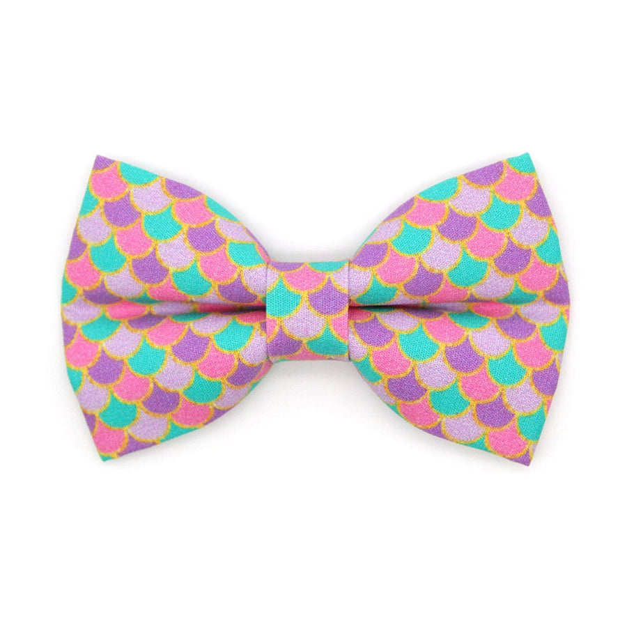 Mermaid Cat Bow Tie - "Mermaid Song" - Pink, Teal & Purple Fish Scales Bow Tie for Cat / Ocean, Lavender, Seashell / Cat + Small Dog Bowtie