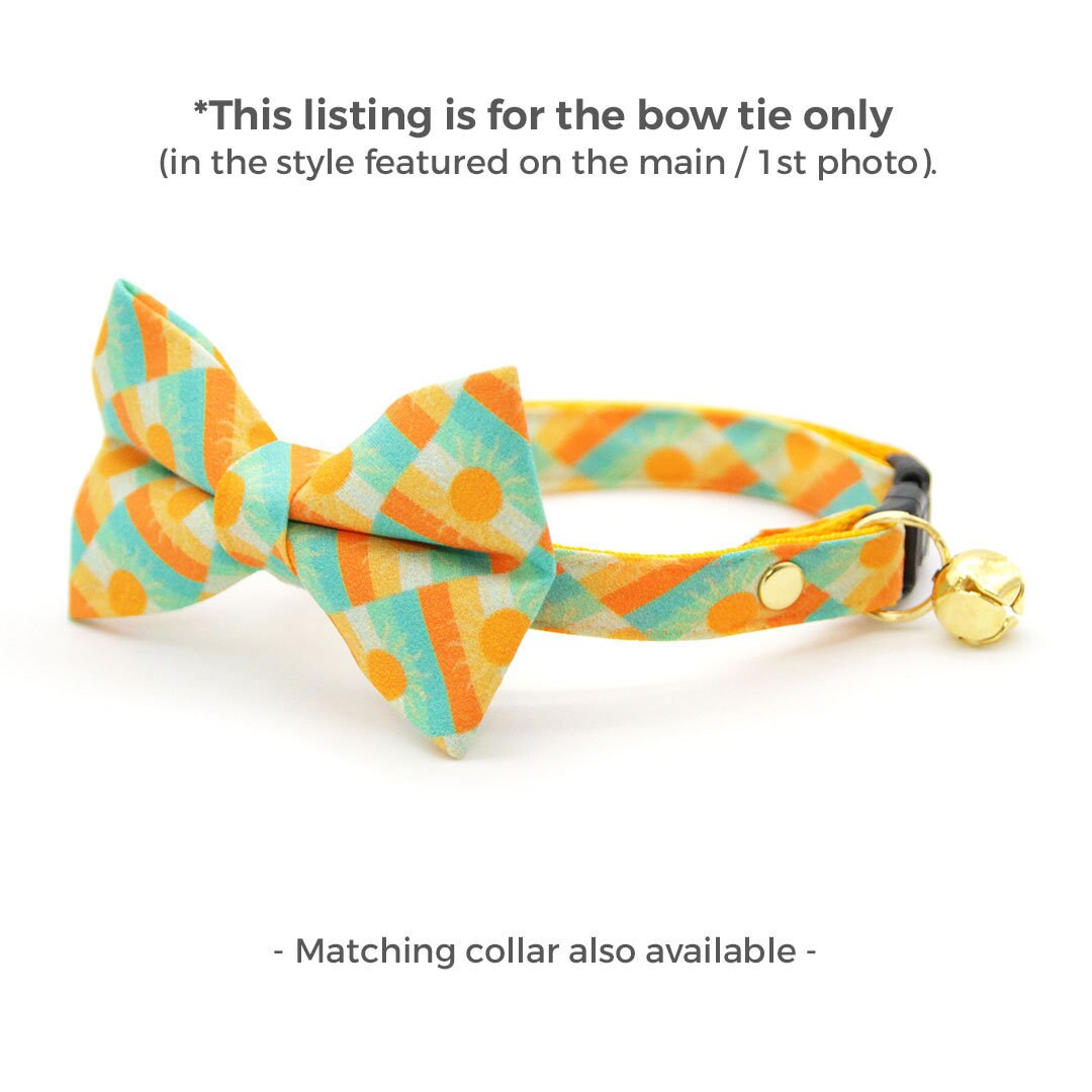 Sun Cat Bow Tie - "Sunrise" - Boho Retro Sunset Yellow Bow Tie for Cat / Desert, California, Sun Lover, Summer / Cat + Small Dog Bowtie