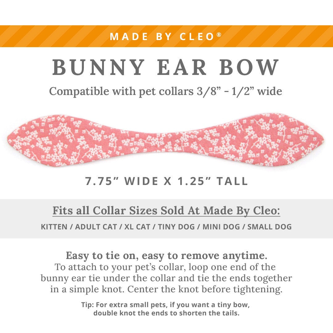 Cat Collar & Bunny Ear Bow Set - "Sakura" - Spring Floral Pink Cat Collar with Matching Bunny Bow Tie / Cat, Kitten + Small Dog Sizes
