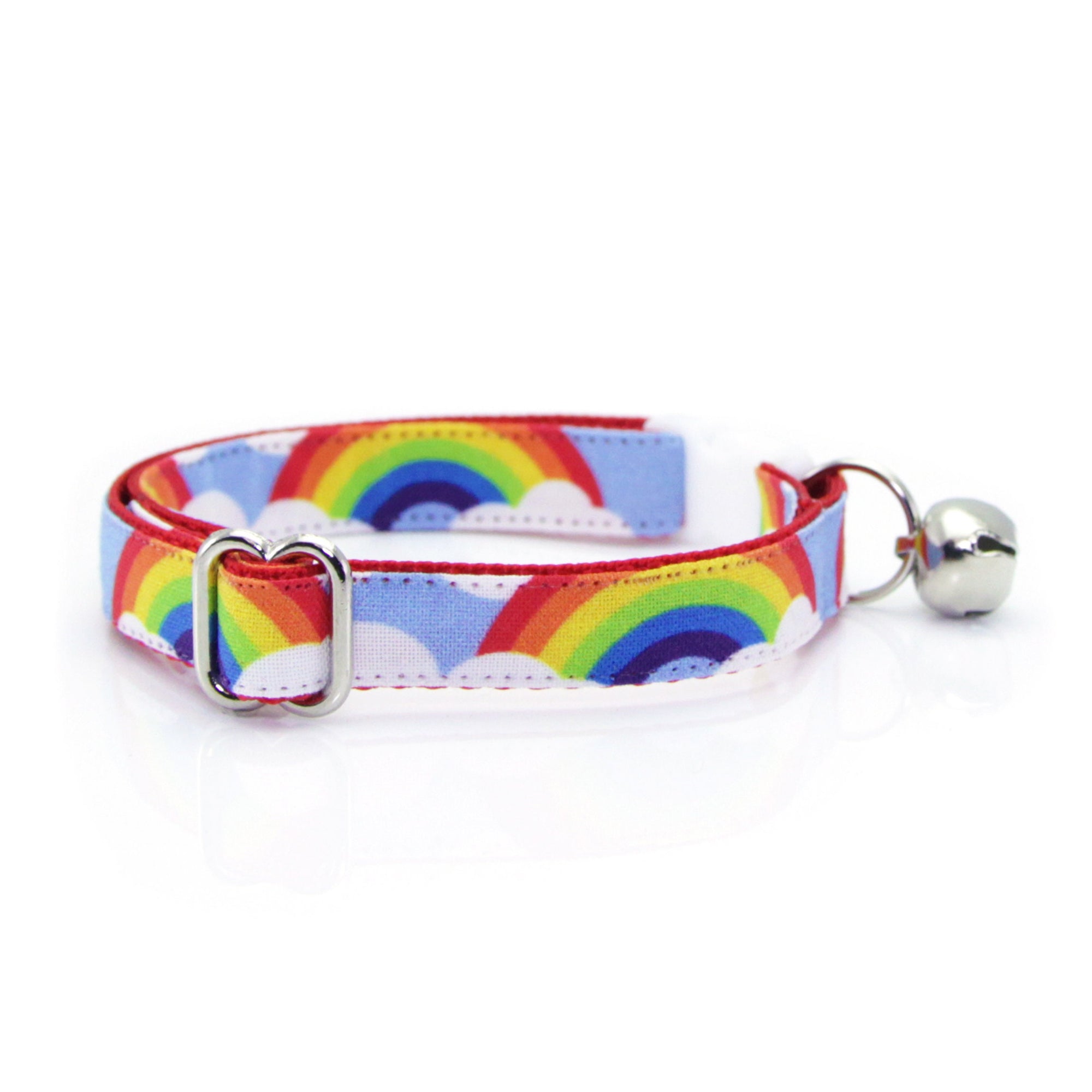 Cat Collar & Bunny Ear Bow Set - "Rainbow Magic" - Rainbow Cat Collar with Matching Bunny Bow Tie / Pride, 80s Retro / Cat, Kitten + Small Dog Sizes