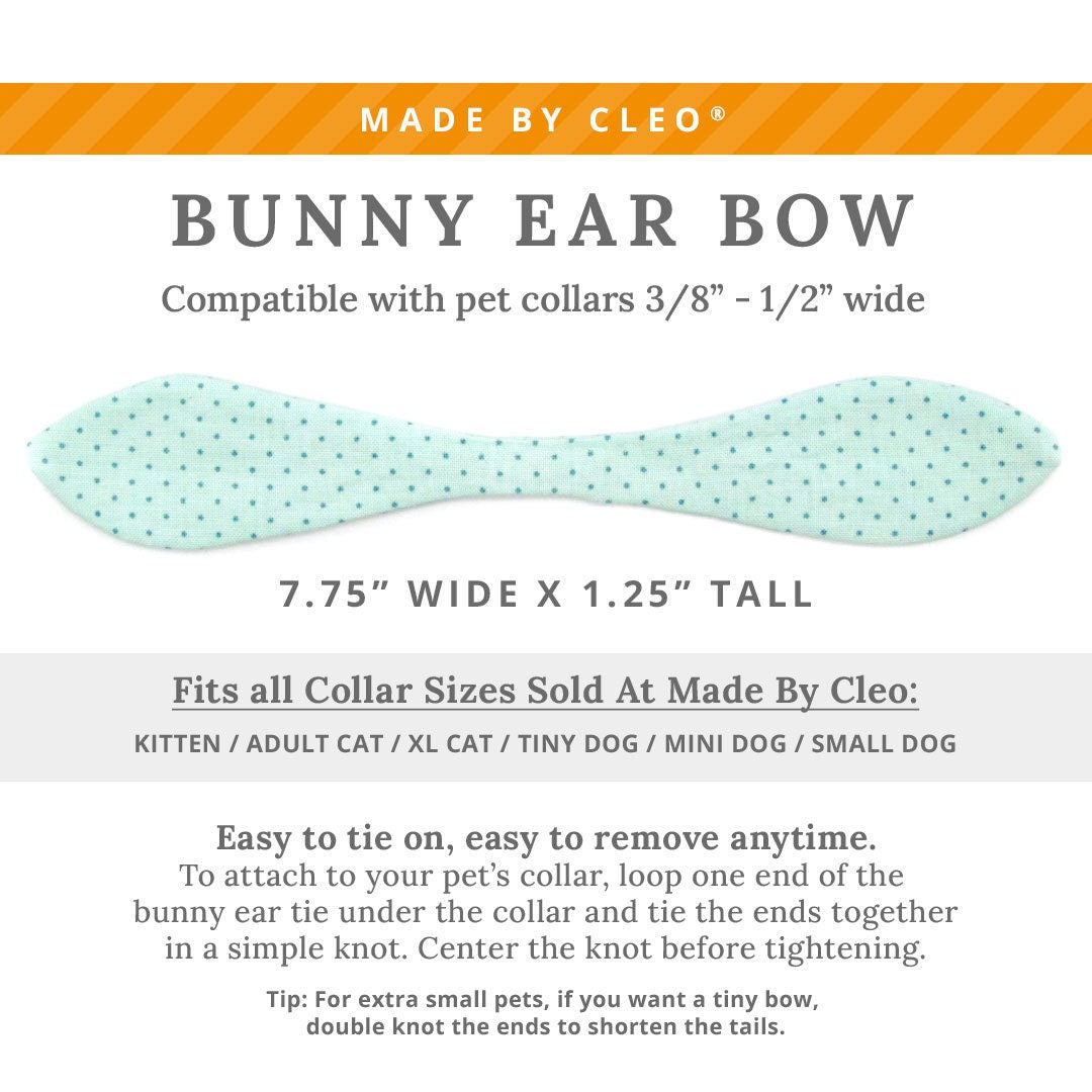 Cat Collar & Bunny Ear Bow Set - "Mint To Be" - Polka Dot Mint Cat Collar with Matching Bunny Bow Tie / Spring, Easter, Pastel / Cat, Kitten + Small Dog Sizes