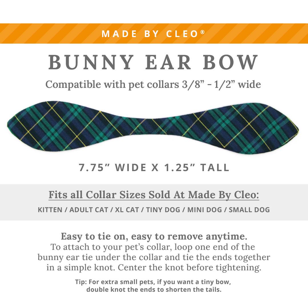 Cat Collar & Bunny Ear Bow Set - "Hunter" - Dark Green Tartan Plaid Cat Collar w/ Matching Bunny Bow Tie / Fall, Winter / Cat, Kitten + Small Dog Sizes