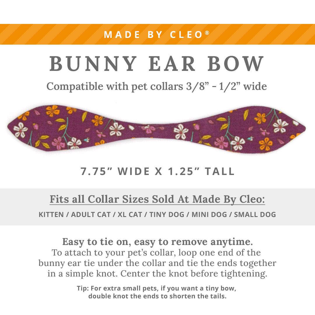 Cat Collar & Bunny Ear Bow Set - "Spiced Plum" - Wine Purple Floral Cat Collar w/ Matching Bunny Bow Tie / Fall + Thanksgiving / Cat, Kitten + Small Dog Sizes