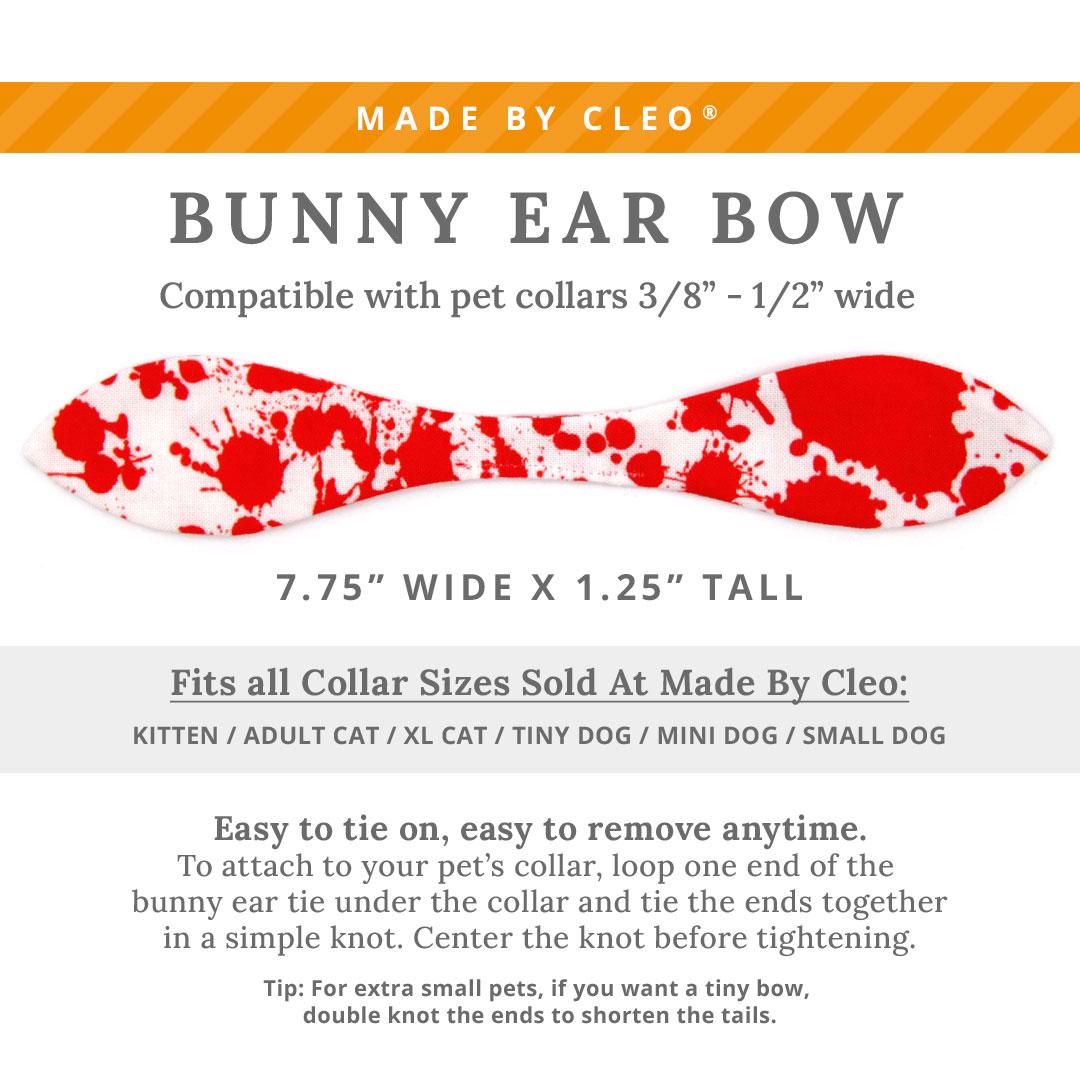 Cat Collar & Bunny Ear Bow Set - "Dexter" - Red & White Blood Spatter Cat Collar w/ Matching Bunny Bow Tie / Halloween, Horror / Cat, Kitten + Small Dog Sizes