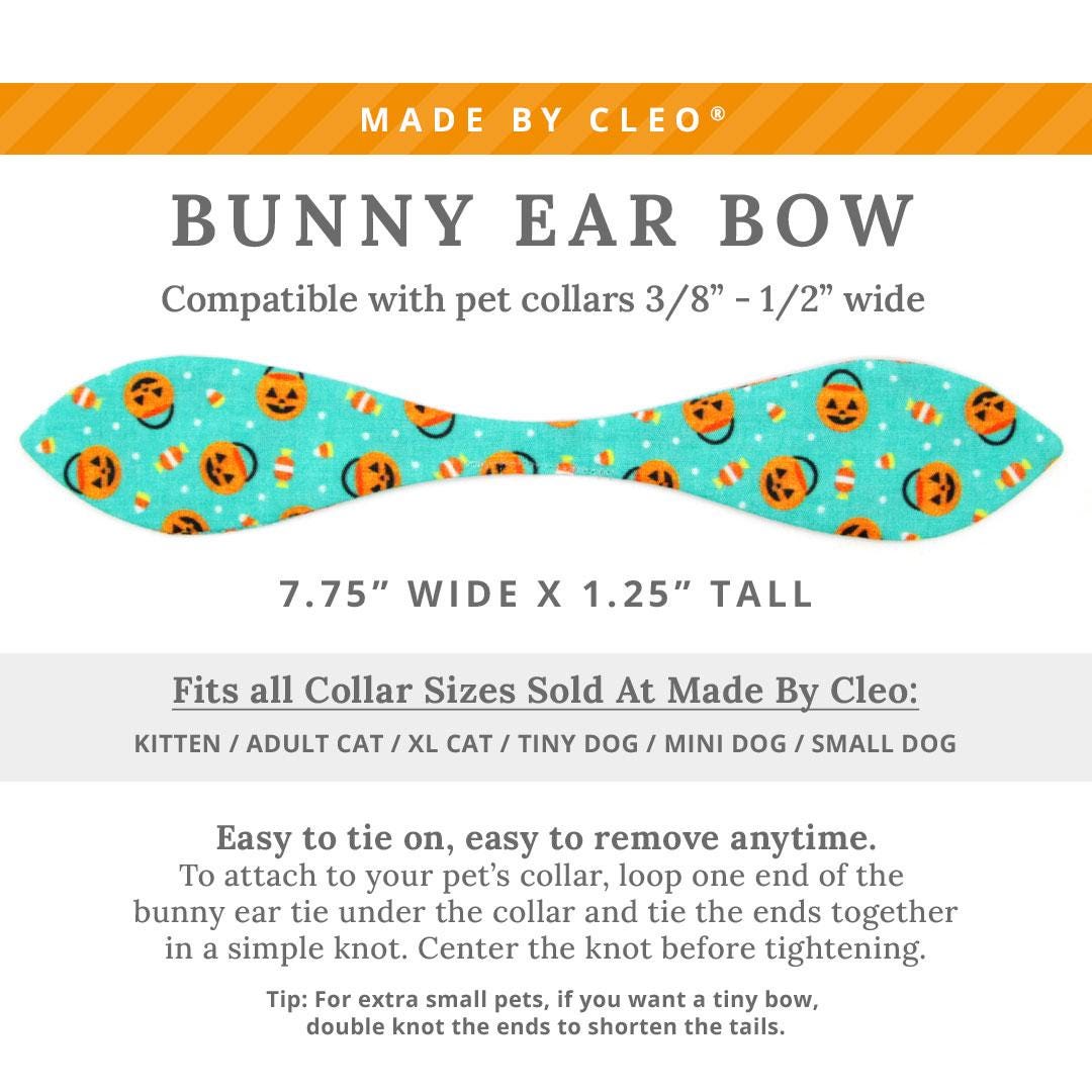 Cat Collar and Bunny Ear Bow Set - “Party Pumpkins” - Halloween Jack-o