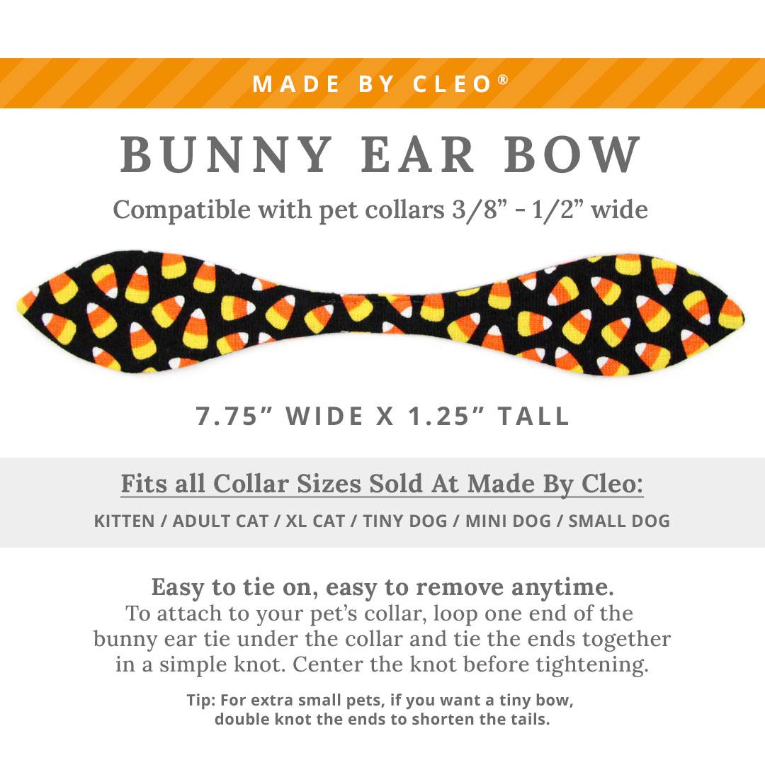 Cat Collar and Bunny Ear Bow Set - "Trick Or Treat" - Halloween Candy Corn Cat Collar w/ Matching Bunny Bow Tie / Cat, Kitten + Small Dog Sizes