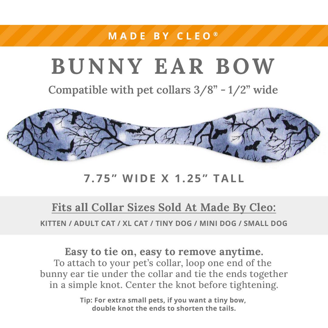 Cat Collar & Bunny Ear Bow Set - "Witching Hour" - Night Sky with Bats Cat Collar w/ Matching Bunny Bow Tie / Halloween Spooky / Cat, Kitten + Small Dog Sizes