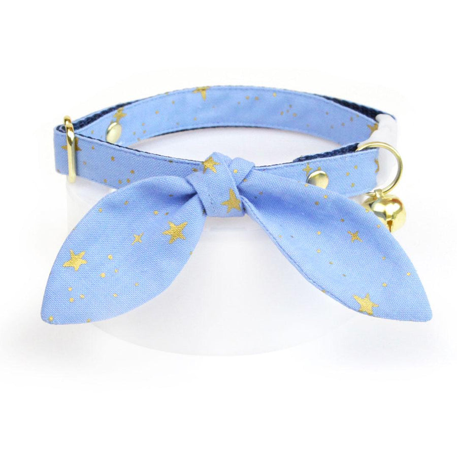 Cat Collar & Bunny Ear Bow Set - "Dusk" - Rifle Paper Co® Periwinkle Cat Collar w/ Matching Bunny Bow Tie / Cat, Kitten + Small Dog Sizes