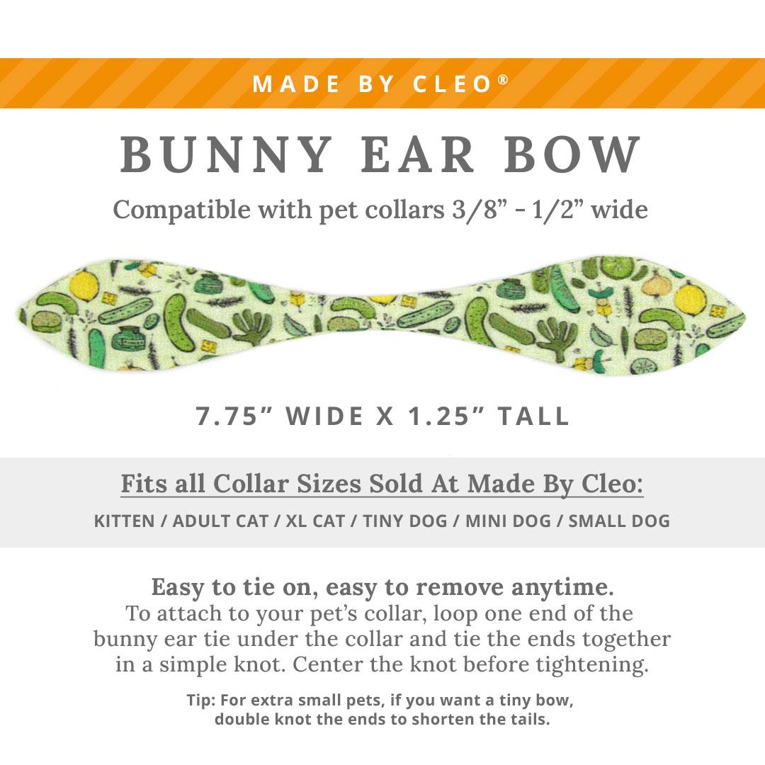 Cat Collar & Bunny Ear Bow Set - "Kind of a Big Dill" - Green Pickle Cat Collar w/ Matching Bunny Bow Tie / Cucumber, Food / Cat, Kitten + Small Dog Sizes