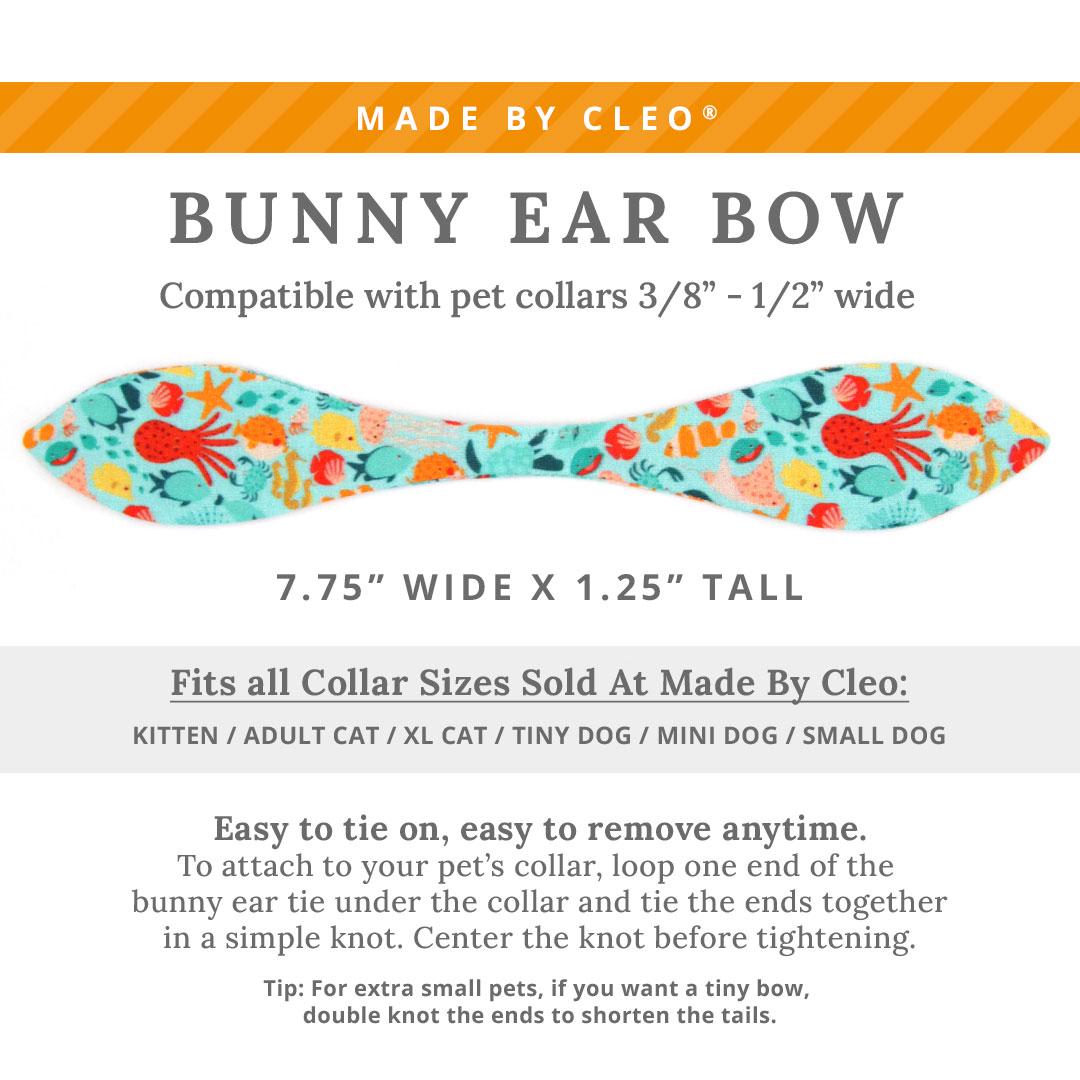 Cat Collar & Bunny Ear Bow Set - "Ocean Life" - Blue Aquatic Ocean Cat Collar w/ Matching Bunny Bow Tie / Fish, Sea, Beach, Summer / Cat, Kitten + Small Dog Sizes