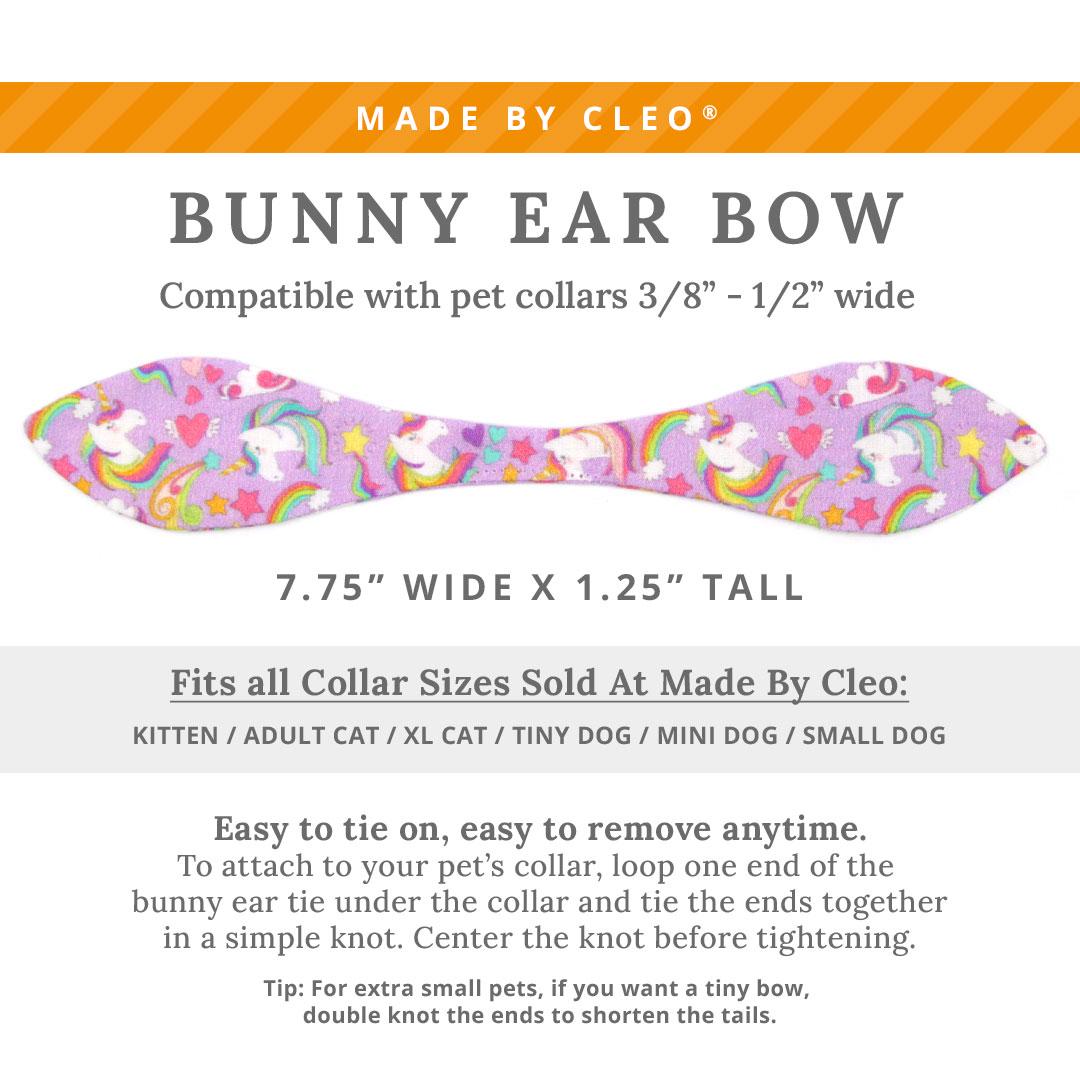 Cat Collar & Bunny Ear Bow Set - "Unicorn Fantasy" - Light Purple Unicorn Cat Collar w/ Matching Bunny Bow Tie / Cat, Kitten + Small Dog Sizes