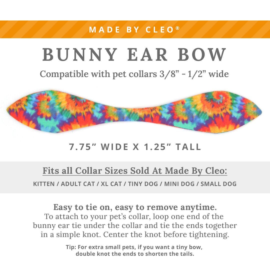 Cat Collar & Bunny Ear Bow Set - "Woodstock" - Tie Dye Cat Collar w/ Matching Bunny Bow Tie / Cat, Kitten + Small Dog Sizes
