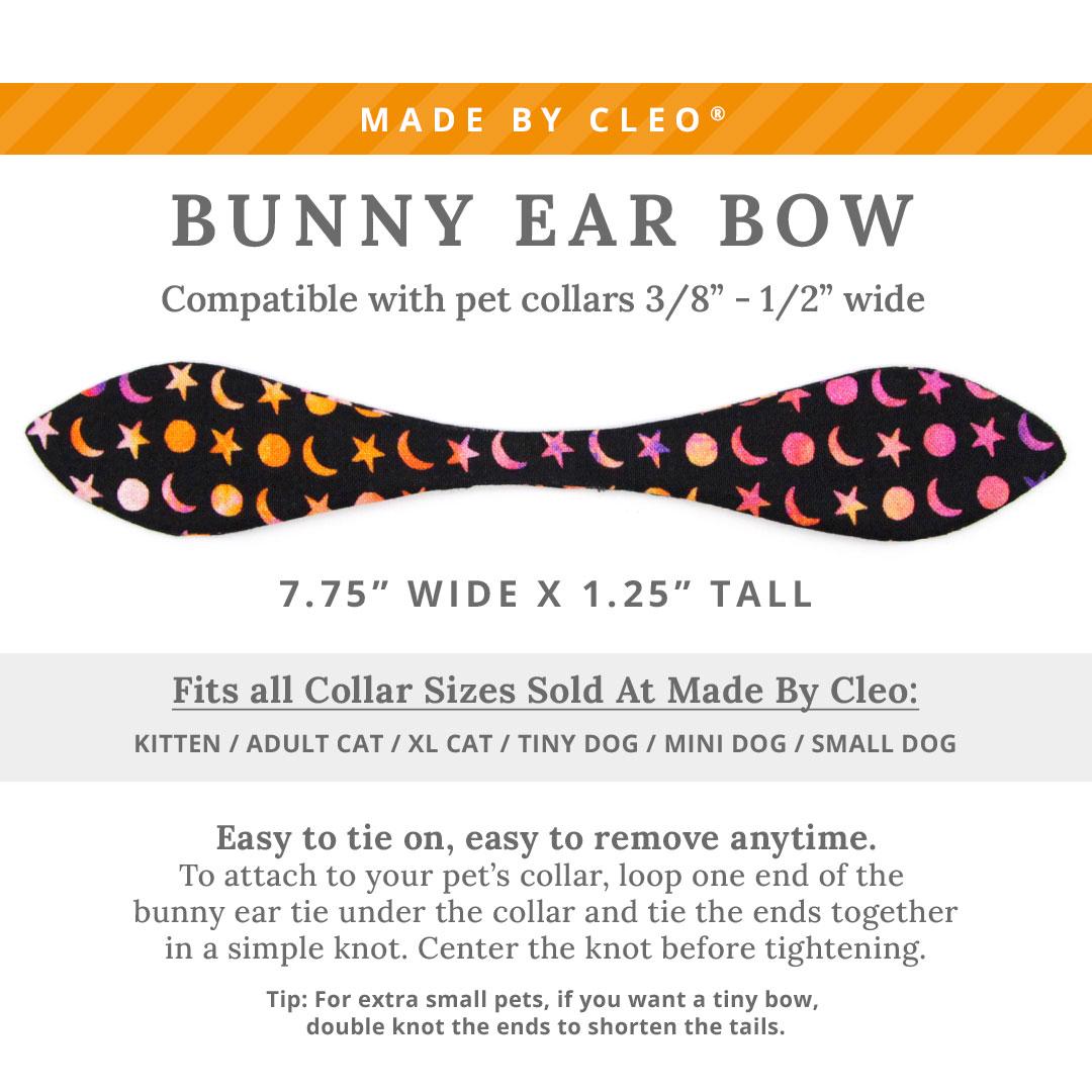 Cat Collar & Bunny Ear Bow Set - "Cosmic" - Celestial Stars and Moon Cat Collar w/ Matching Bunny Bow Tie / Halloween, Witchy, Moon Phases, Night Sky, Space / Cat, Kitten + Small Dog Sizes