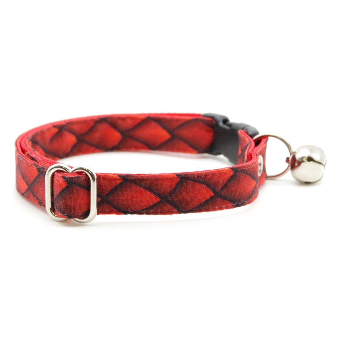 Bow Tie Cat Collar Set - "Dragon Scales - Red" - Fantasy Dragon Cat Collar with Bow Tie / Smaug, Game of Thrones / Cat, Kitten, Small Dog Sizes