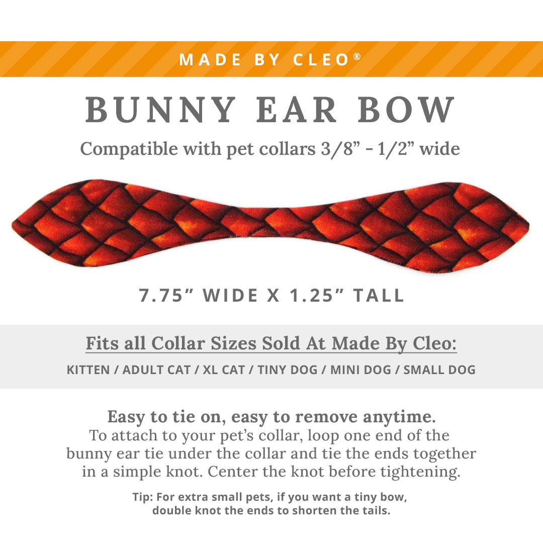 Cat Collar & Bunny Ear Bow Set - "Dragon Scales - Red" - Fantasy Dragon Cat Collar w/ Matching Bunny Bow Tie / Game of Thrones, Smaug / Cat, Kitten + Small Dog Sizes