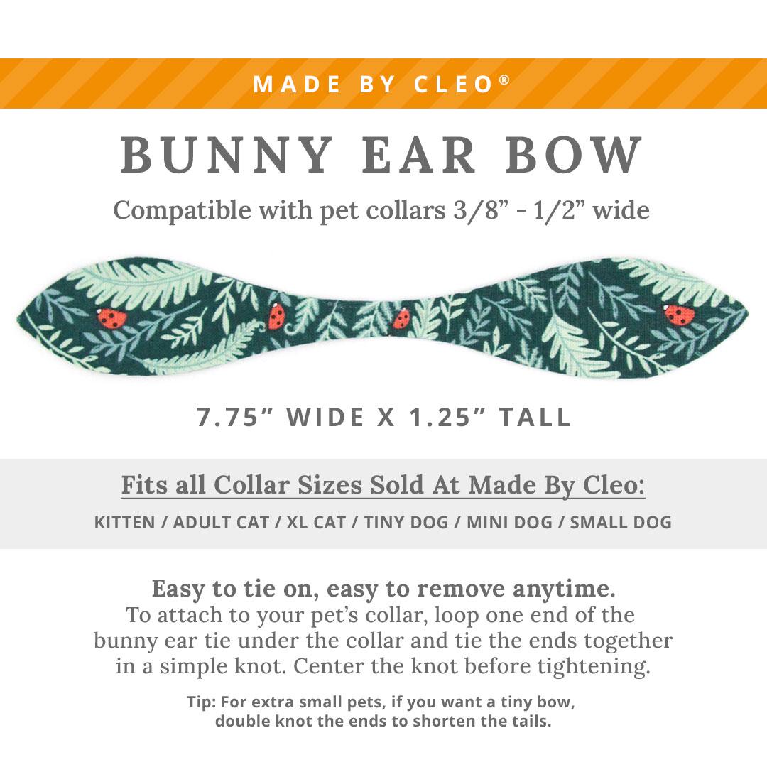 Cat Collar & Bunny Ear Bow Set - "Eden" - Botanical Dark Green Cat Collar w/ Matching Bunny Bow Tie / Garden, Forest, Holiday / Cat, Kitten + Small Dog Sizes