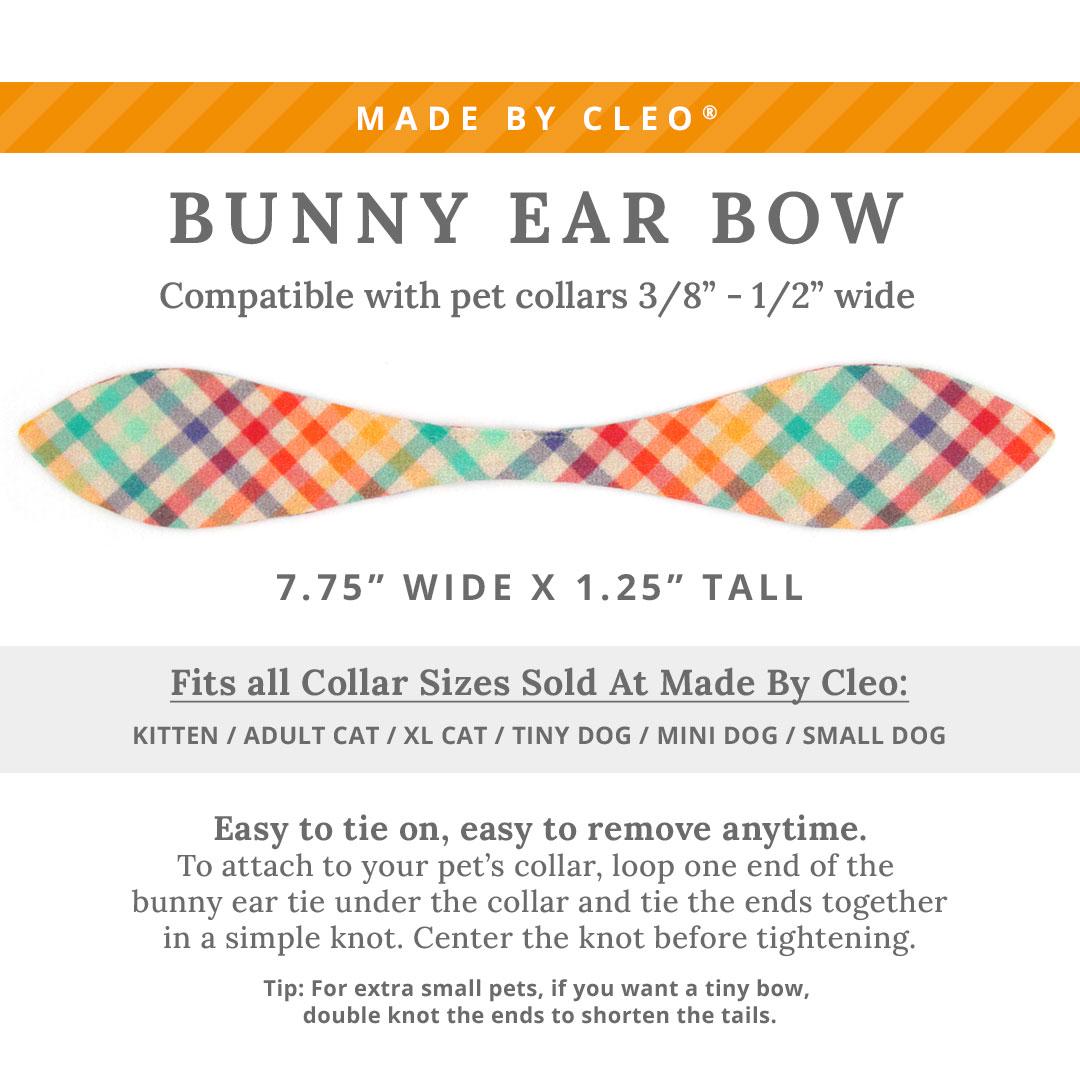 Cat Collar & Bunny Ear Bow Set - "Golden Hour" - Rainbow Plaid Cat Collar w/ Matching Bunny Bow Tie / Spring, Easter / Cat, Kitten + Small Dog Sizes