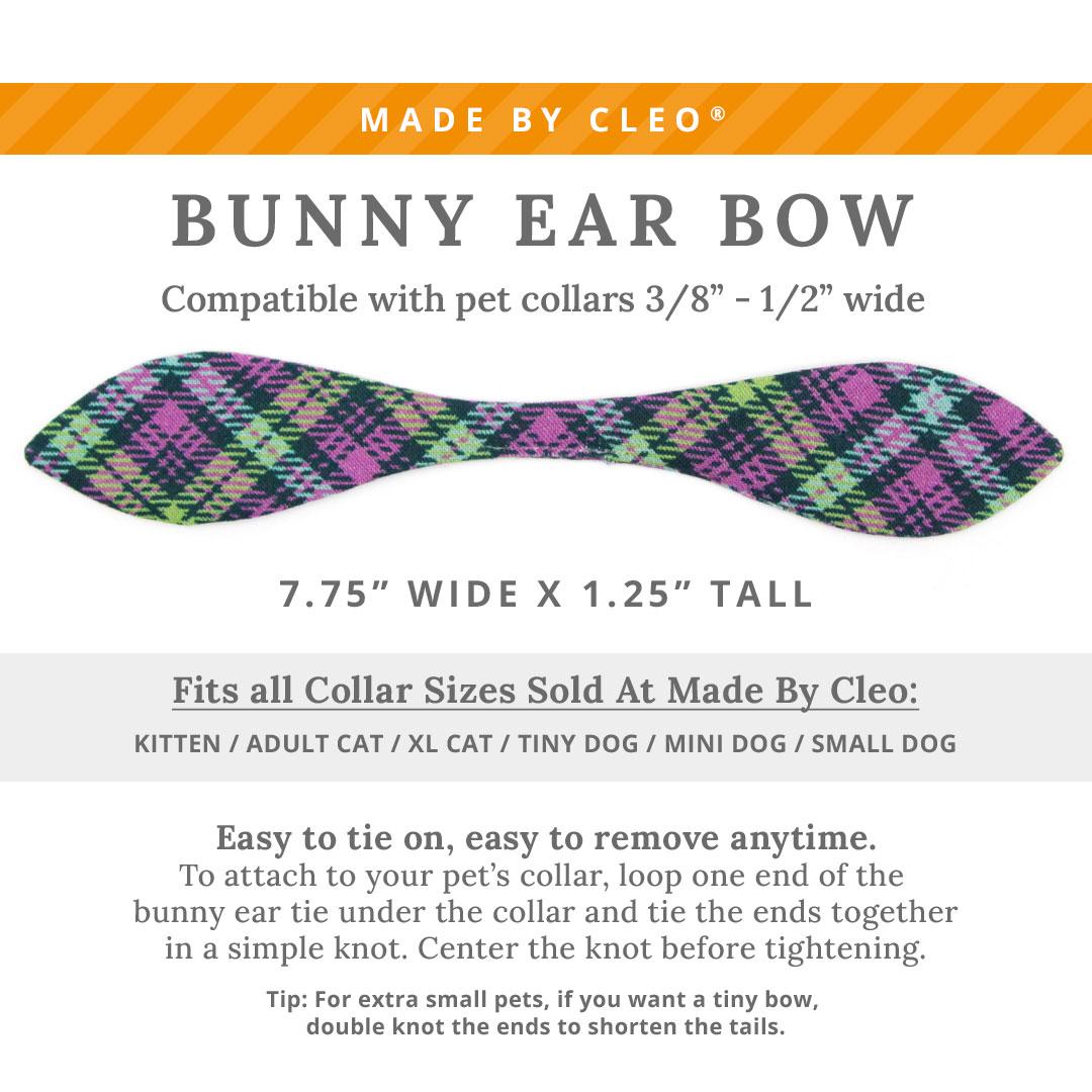 Cat Collar & Bunny Ear Bow Set - "Morgan Le Fey" - Purple Plaid Cat Collar w/ Matching Bunny Bow Tie / Cat, Kitten + Small Dog Sizes