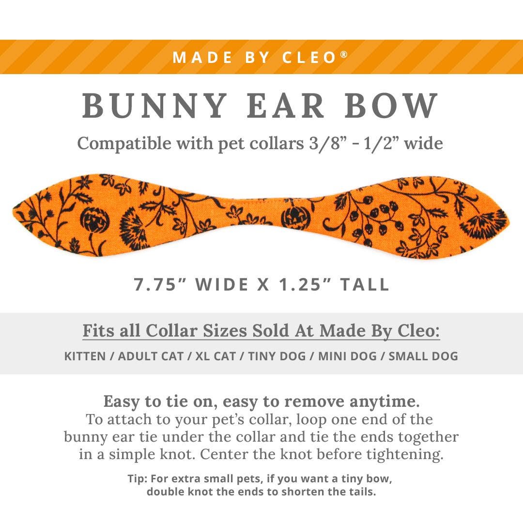 Cat Collar & Bunny Ear Bow Set - "Gothic Halloween" - Midnight Garden Halloween Cat Collar w/ Matching Bunny Bow Tie / Cat, Kitten + Small Dog Sizes