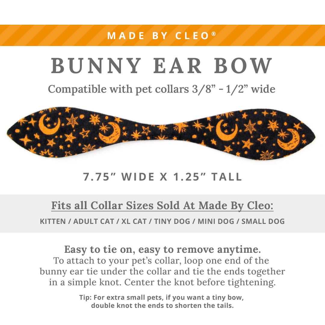 Cat Collar & Bunny Ear Bow Set - "Moonlight - Black" - Celestial Moon & Star Cat Collar w/ Matching Bunny Bow Tie / Halloween / Cat, Kitten + Small Dog Sizes