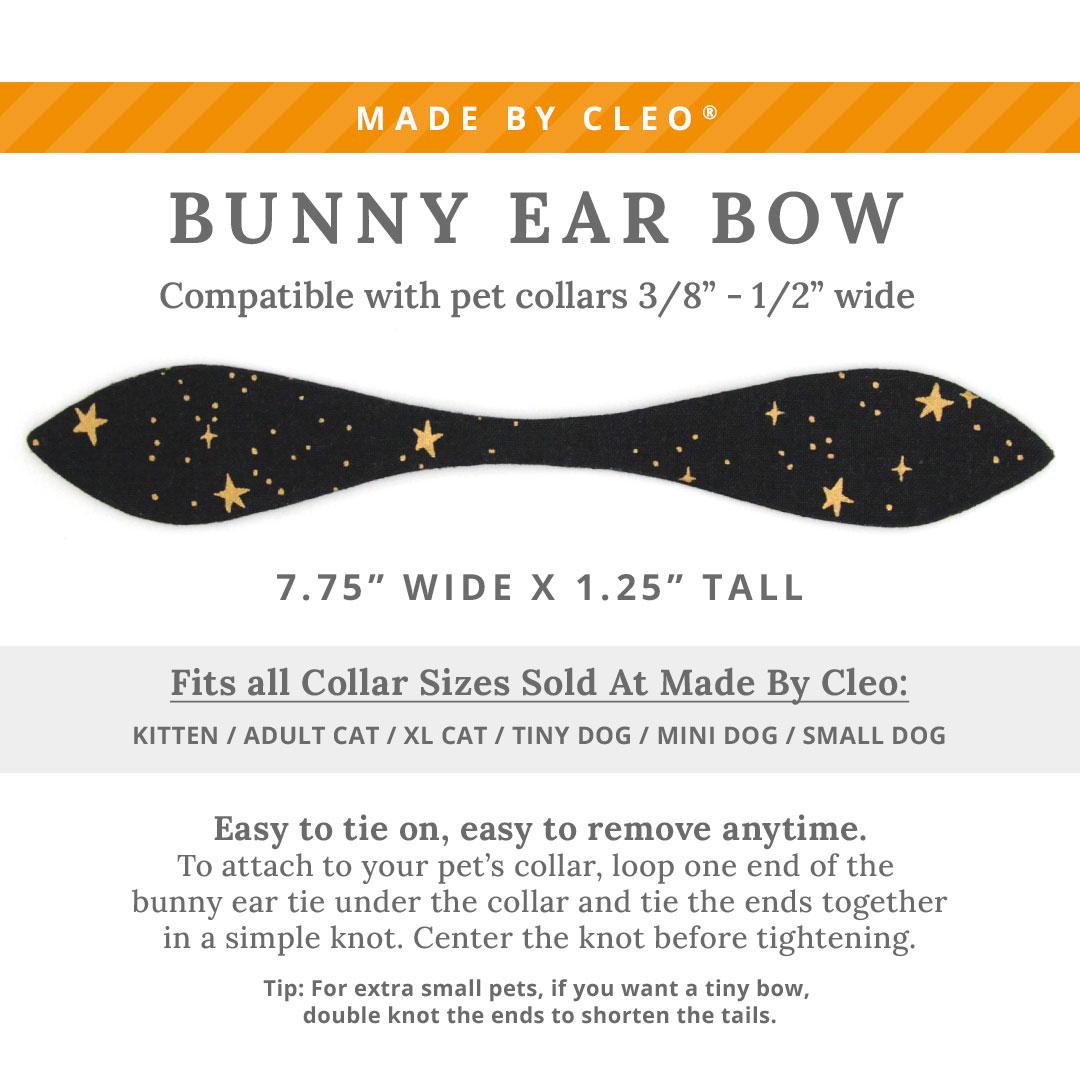 Cat Collar & Bunny Ear Bow Set - "Noir" - Rifle Paper Co® Gold Stars on Black Cat Collar w/ Matching Bunny Bow Tie / Cat, Kitten + Small Dog Sizes