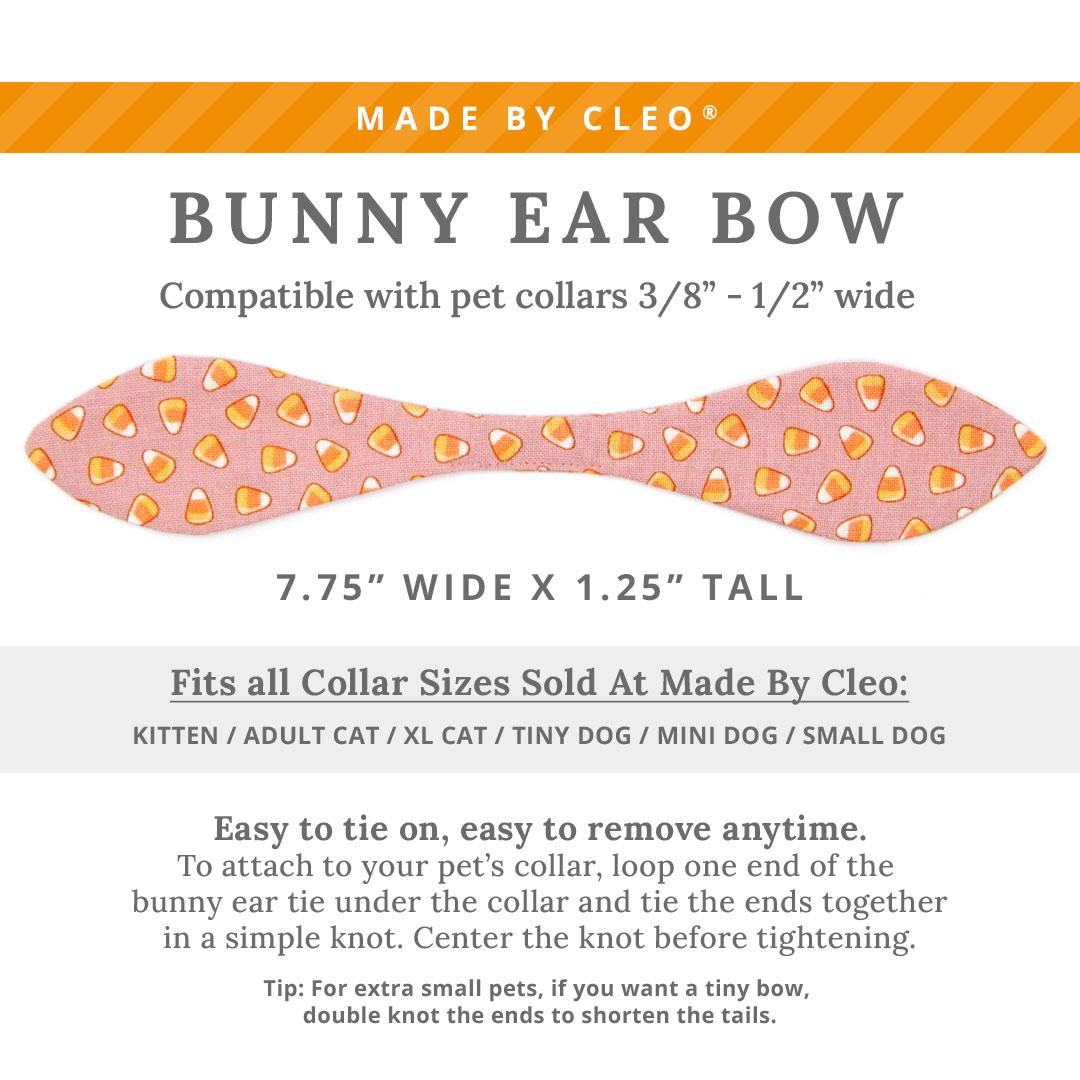 Cat Collar & Bunny Ear Bow Set - "Sweet Tooth" - Pink Halloween Candy Corn Cat Collar w/ Matching Bunny Bow Tie / Cat, Kitten + Small Dog Sizes