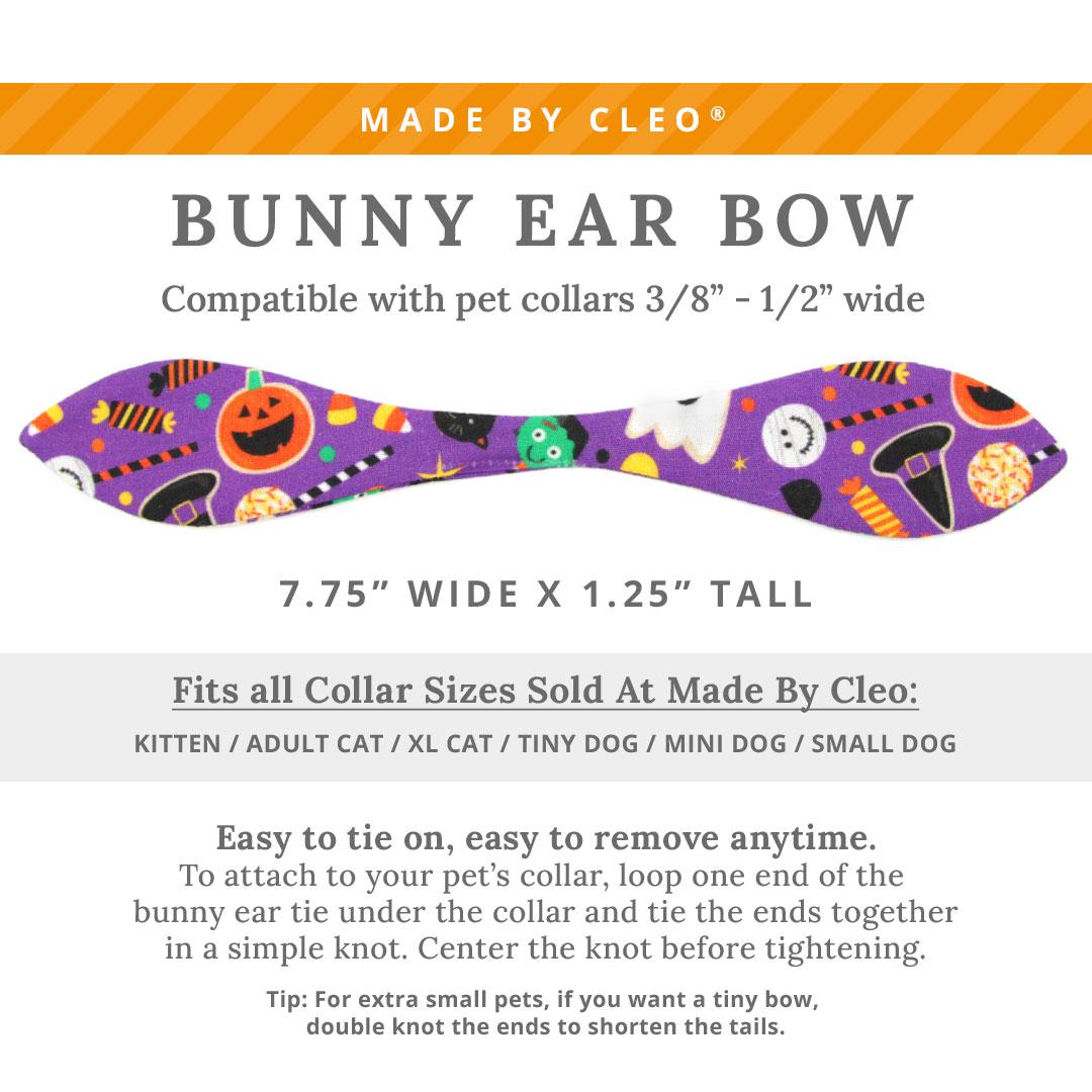 Cat Collar & Bunny Ear Bow Set - "Witch's Brew" - Halloween Purple Cat Collar w/ Matching Bunny Bow Tie / Cat, Kitten + Small Dog Sizes