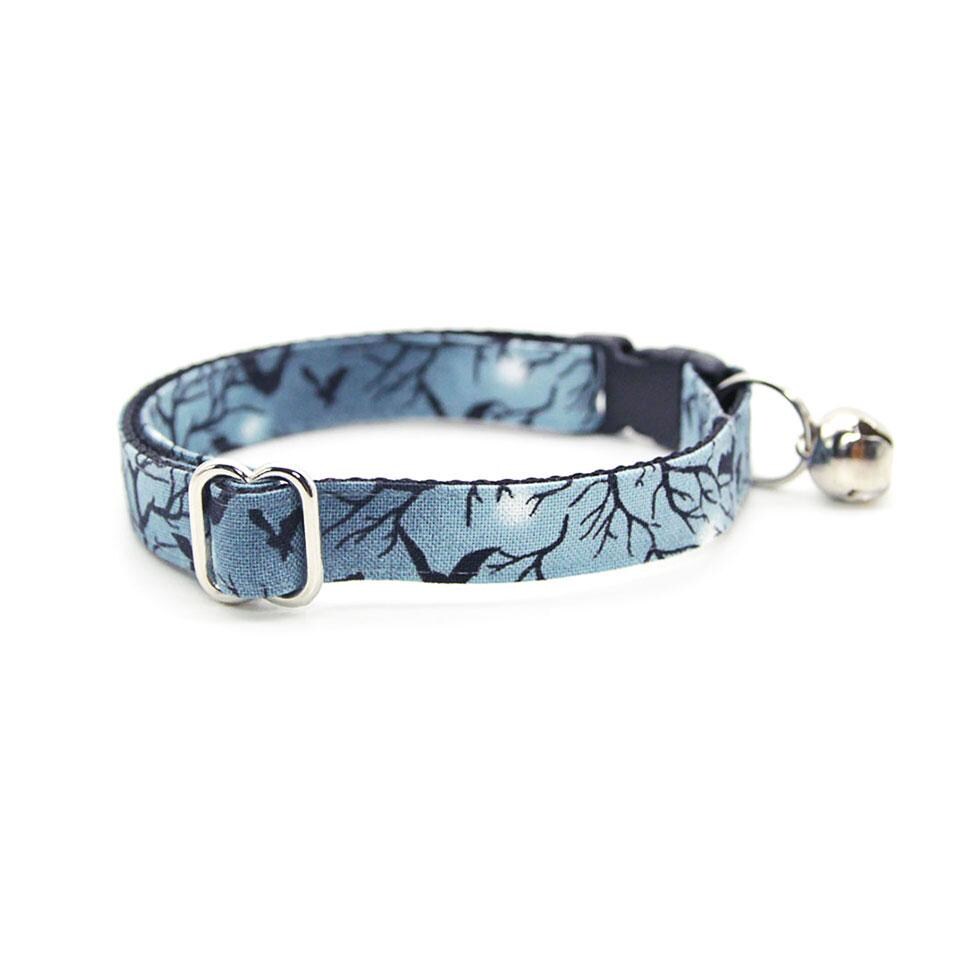 Cat Collar & Bunny Ear Bow Set - "Witching Hour" - Night Sky with Bats Cat Collar w/ Matching Bunny Bow Tie / Halloween Spooky / Cat, Kitten + Small Dog Sizes